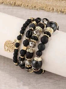4 piezas Pulsera retro suave de cerámica con cuentas - Multicolor - Ver 2