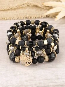 4 piezas Pulsera retro suave de cerámica con cuentas - Multicolor - Ver 1