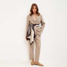 1入組女性經典幾何圖案黑色&白色緞絲綢圍巾髮箍 - 黑與白 - 查看 6