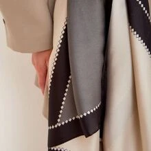 1入組女性經典幾何圖案黑色&白色緞絲綢圍巾髮箍 - 黑與白 - 查看 9