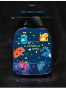 Car Seat Back Protector Kick Mats For Kids, Waterproof & Stain Resistant, Cartoon Pattern, Backseat Organizer Pocket Included - Blue - View 3