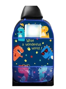 Car Seat Back Protector Kick Mats For Kids, Waterproof & Stain Resistant, Cartoon Pattern, Backseat Organizer Pocket Included - Blue - View 2