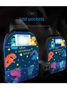 Car Seat Back Protector Kick Mats For Kids, Waterproof & Stain Resistant, Cartoon Pattern, Backseat Organizer Pocket Included - Blue - View 8