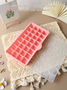 Bandeja congelador para comida de bebé, recipientes de almacenamiento de comida de silicona para bebés, bandejas de cubitos de hielo caseros - Rosa - Ver 1