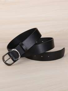 1 件女士枪黑色椭圆形加大码 PU 材质复古休闲针扣腰带，适合日常使用夏季、学校秋季、秋季、万圣节 - 槍黑色 - 查看 1
