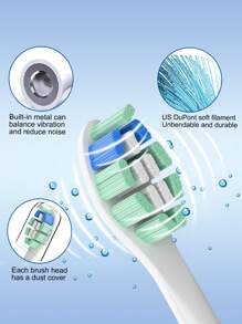 Plaque Cleaning Replacement Toothbrush Head Compatible With  Sonicare Electric Toothbrush DiamondClean/ProtectiveClean/C1/C2/G2/C3/1100/4100/5100/6100/7500/9000/9900 Etc. - White - View 4