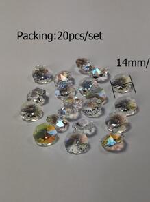 20入組14mm 2孔水晶ab色玻璃八邊形珠子/玻璃珠子,適用於吊燈吊飾替換/婚禮裝飾/節日裝飾/窗戶裝飾/聖誕樹裝飾/ Diy掛飾 - 無色 - 查看 1