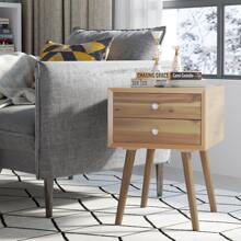 Costway End Table W/Drawers and Storage Wooden Mid-Century Accent Side Table Multipurpose for Bedroom Living Room Home Furniture Nightstand - màu nâu - Xem 1