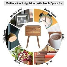 Costway End Table W/Drawers and Storage Wooden Mid-Century Accent Side Table Multipurpose for Bedroom Living Room Home Furniture Nightstand - màu nâu - Xem 4