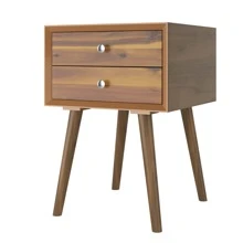 Costway End Table W/Drawers and Storage Wooden Mid-Century Accent Side Table Multipurpose for Bedroom Living Room Home Furniture Nightstand - màu nâu - Xem 5