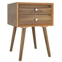 Costway End Table W/Drawers and Storage Wooden Mid-Century Accent Side Table Multipurpose for Bedroom Living Room Home Furniture Nightstand - màu nâu - Xem 6