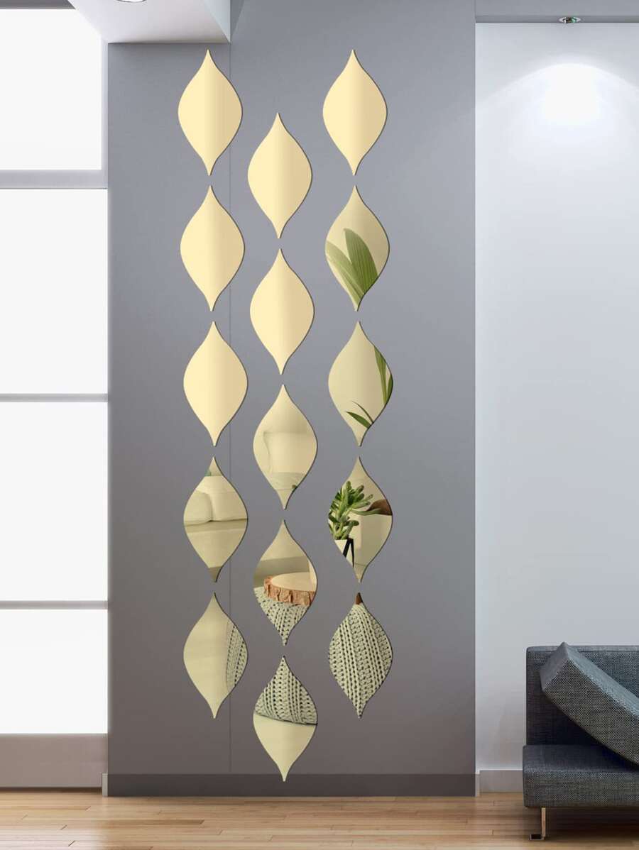 10 piezas acrílico Espejo Decoración de pared - Dorado - Ver 1