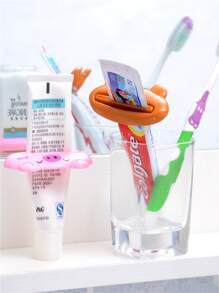 1 pieza Exprimidor de pasta de dientes con diseño de animal de dibujos animados lindo (Rana verde) para pasta de dientes y limpiador, decoración de baño en el hogar, vuelta al colegio en verano