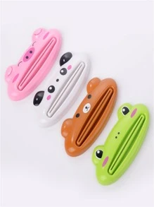 1 pieza Exprimidor de pasta de dientes con diseño de animal de dibujos animados lindo (Rana verde) para pasta de dientes y limpiador, decoración de baño en el hogar, vuelta al colegio en verano