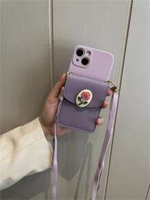 Solid Phone Case With Lanyard - Purple - View 2