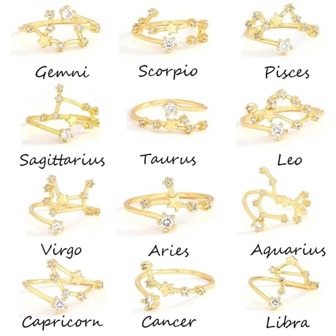 1 pieza Regalos de cumpleanos accesorio , exquisito , europeo y americano estilo cobre 12 constelaciones ( Aries , Tauro , Géminis , Cáncer , Leo , Virgo , Libra , escorpio , Sagitario , capricornio , Acuario , Piscis ) de mujeres apertura ajustable diariamente desplazamiento , ,