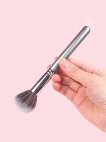 1 件奢华银色木柄多功能柔软腮红/粉底化妆刷，适合初学者，化妆工具 - 銀色 - 查看 4