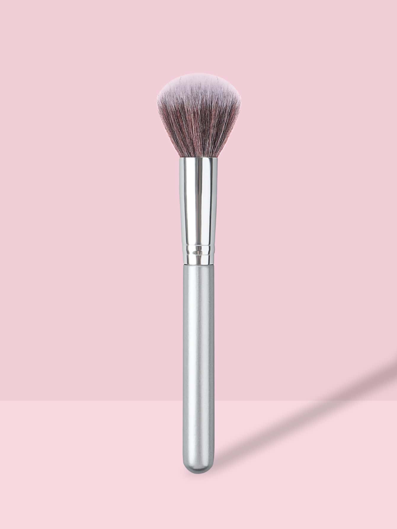 1 件奢华银色木柄多功能柔软腮红/粉底化妆刷，适合初学者，化妆工具 - 銀色 - 查看 1
