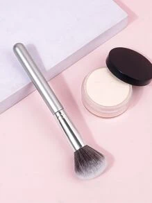 1 件奢华银色木柄多功能柔软腮红/粉底化妆刷，适合初学者，化妆工具 - 銀色 - 查看 2