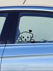 2入組黑色狗和愛心圖案汽車貼紙,通用汽車外裝裝飾貼紙 - 黑色 - 查看 4