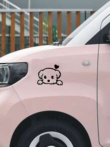 2入組黑色狗和愛心圖案汽車貼紙,通用汽車外裝裝飾貼紙 - 黑色 - 查看 6