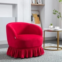 HOMEFUN Swivel Barrel Chair, Comfy Round Accent Sofa Chair For Living Room, 360 Degree Swivel Barrel Club Chair, Leisure Arm Chair For Nursery, Hotel, Bedroom, Office, Lounge - 紅色 - 查看 1