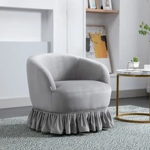 HOMEFUN Swivel Barrel Chair, Comfy Round Accent Sofa Chair For Living Room, 360 Degree Swivel Barrel Club Chair, Leisure Arm Chair For Nursery, Hotel, Bedroom, Office, Lounge - 灰色 - 查看 1