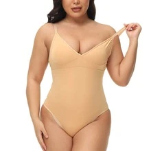 Women's Sexy Backless Shapewear Bodysuit With Adjustable Shoulder Straps - Beige - View 1