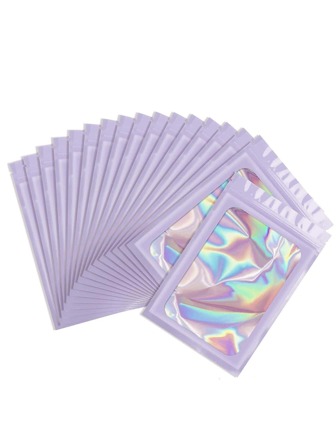 30 个带透明窗口的彩色激光自封袋，适用于干果、茶叶包装学校用品食品袋食品盒适用于糖果巧克力饼干等。