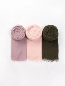 1件套素色褶皺紋理圍巾 - 彩色 - 查看 1