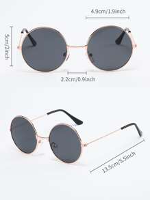 1pc Retro Round Fashion Sunglasses With Metallic Decoration-The Perfect Travel Accessory For Women Vintage Sunglasses Beach Sun Glasses Halloween Beach Accessories For Women Sun Glasses Sunglasses Shades Basics And Suit For Sweater Jeans Sweatpants Hoodie Jackets Dress And Long Sleeve Shirt Fashionable Shade Elegant Outfit Family Outings Travel Vacation Holiday For Summer Beach Vacation,Outdoor,Travel - Black - View 4