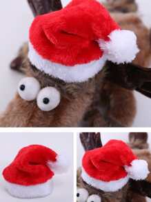 1入組紅色的寵物聖誕帽適用於狗狗&貓,聖誕節服飾配件 - 紅色 - 查看 2