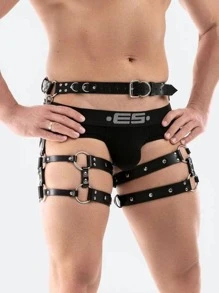 1入組男士圓圈裝飾時尚吊襪腰帶適合派對 - 黑色 - 查看 1