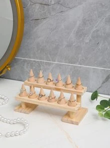 1 Miếng Đơn giản Gỗ Hình nón Hình dạng Đồ trang sức Trưng bày Đối với phụ nữ Đối với Nhẫn Lưu trữ - Màu vàng - Xem 4