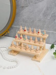 1 Miếng Đơn giản Gỗ Hình nón Hình dạng Đồ trang sức Trưng bày Đối với phụ nữ Đối với Nhẫn Lưu trữ - Màu vàng - Xem 5