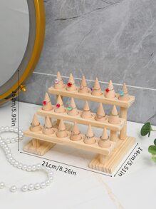 1 Miếng Đơn giản Gỗ Hình nón Hình dạng Đồ trang sức Trưng bày Đối với phụ nữ Đối với Nhẫn Lưu trữ - Màu vàng - Xem 2