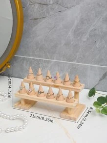 1 Miếng Đơn giản Gỗ Hình nón Hình dạng Đồ trang sức Trưng bày Đối với phụ nữ Đối với Nhẫn Lưu trữ - Màu vàng - Xem 3