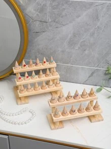 1 Miếng Đơn giản Gỗ Hình nón Hình dạng Đồ trang sức Trưng bày Đối với phụ nữ Đối với Nhẫn Lưu trữ - Màu vàng - Xem 1