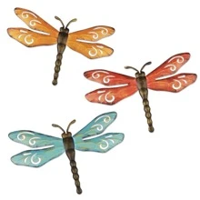 3pcs, Metal Dragonfly Wall Decor Outdoor Garden Fence Art,Hanging Decorations For Living Room, Bedroom - Multicolor - View 1