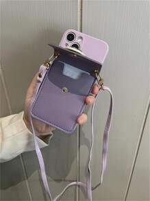 Solid Phone Case With Lanyard - Purple - View 3