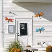 3pcs, Metal Dragonfly Wall Decor Outdoor Garden Fence Art,Hanging Decorations For Living Room, Bedroom - Multicolor - View 2