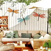 3pcs, Metal Dragonfly Wall Decor Outdoor Garden Fence Art,Hanging Decorations For Living Room, Bedroom - Multicolor - View 5