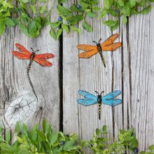 3pcs, Metal Dragonfly Wall Decor Outdoor Garden Fence Art,Hanging Decorations For Living Room, Bedroom - Multicolor - View 3