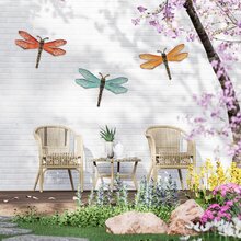 3pcs, Metal Dragonfly Wall Decor Outdoor Garden Fence Art,Hanging Decorations For Living Room, Bedroom - Multicolor - View 6