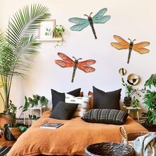 3pcs, Metal Dragonfly Wall Decor Outdoor Garden Fence Art,Hanging Decorations For Living Room, Bedroom - Multicolor - View 7