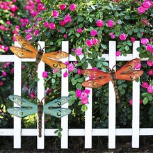 3pcs, Metal Dragonfly Wall Decor Outdoor Garden Fence Art,Hanging Decorations For Living Room, Bedroom - Multicolor - View 10