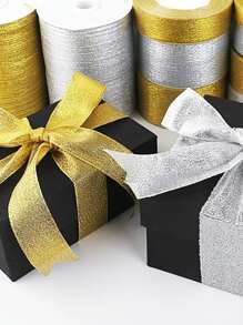 1 Roll Gold/Silver Glittering Satin Ribbon For Handmade Bow Craft, Wedding Decoration, DIY Card Gift Wrapping, 25 Yards,