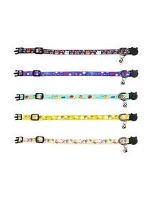 1入組隨機款式和顏色可愛的貓咪項圈,帶鈴鐺,適用於寵物貓 - 彩色 - 查看 4