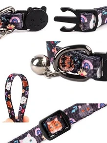 1入組隨機款式和顏色可愛的貓咪項圈,帶鈴鐺,適用於寵物貓 - 彩色 - 查看 8