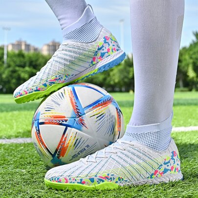 Scarpe Da Calcio Ad Alte Prestazioni Con Design A Motivi Geometrici Per Uomo, Tacchetti Ronaldo